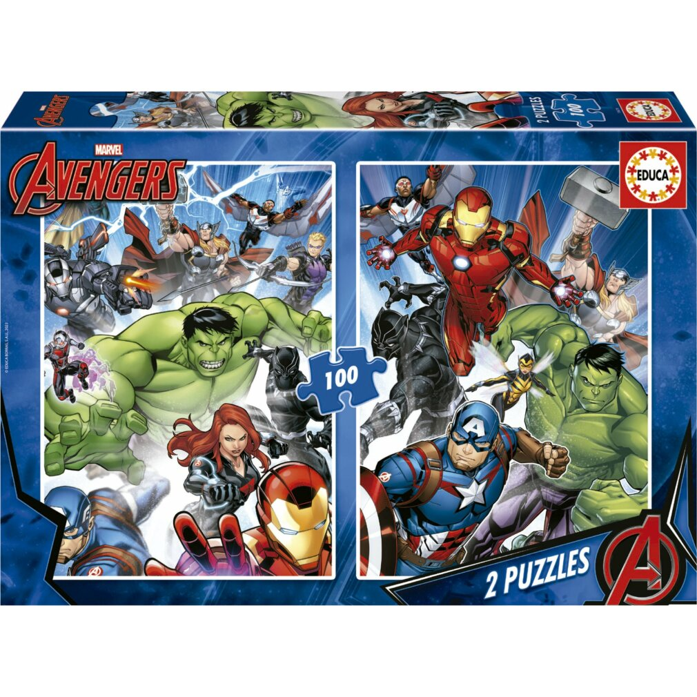 Scatola puzzle Marvel Avengers con Hulk, Capitan America, Iron Man, Vedova Nera.
