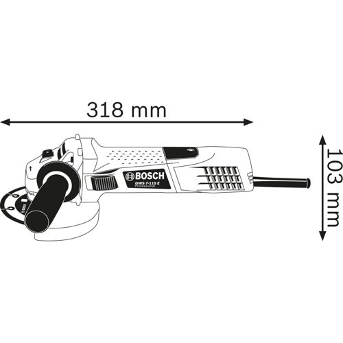 Amoladora angular Bosch de 318 mm x 103 mm.
