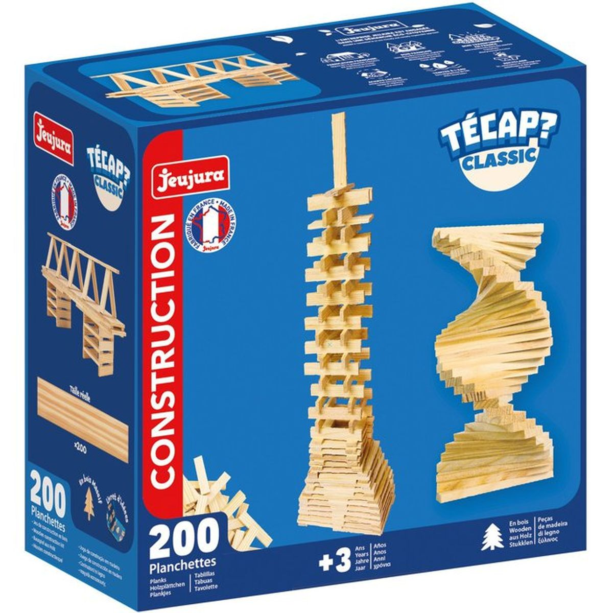 Scatola per blocchi da costruzione in legno con esempi.