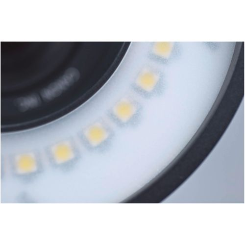 Ringlicht mit kleinen gelben LEDs auf schwarzem Hintergrund.