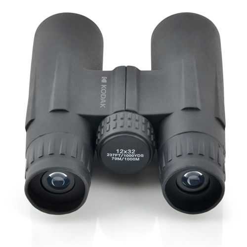 Binocolo Kodak nero con ingrandimento 12x32, su sfondo bianco.