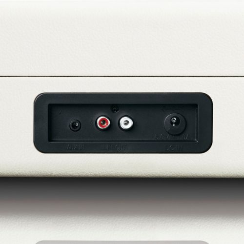 Panel with Aux-In, Line-Out (red/white) and DC-In sockets.