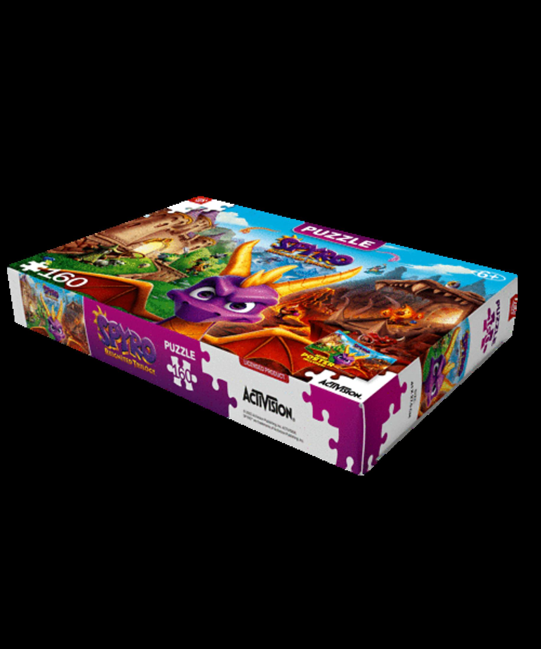Caja de un puzzle de Spyro de 160 piezas, con Spyro el dragón y otros personajes del juego.
