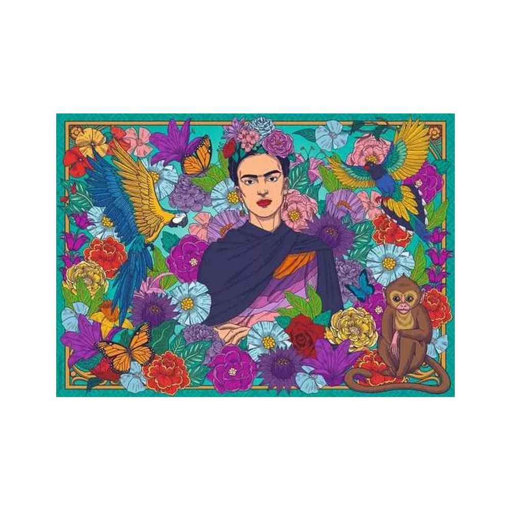 Frida Kahlo con scimmia, pappagalli e fiori