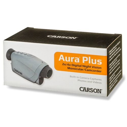 Scatola per monocolo/videocamera per visione notturna Carson Aura Plus con immagine.