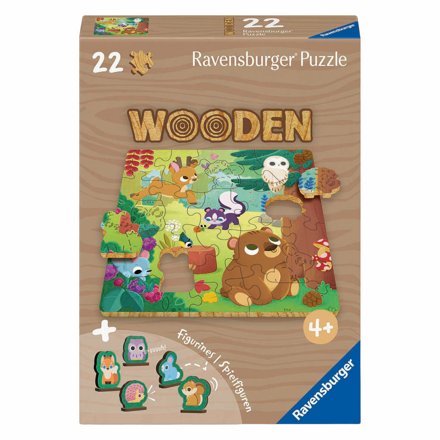 Puzzle in legno Ravensburger con animali del bosco e simpatiche figurine.