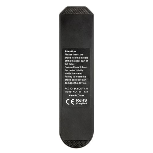 Schwarzes Gerät mit Warnhinweisen und FCC-ID. Made in China.