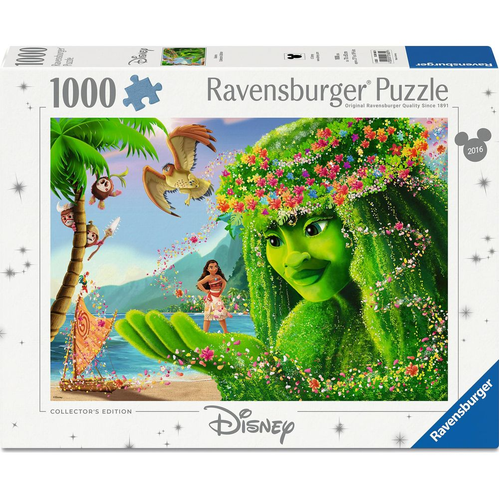 Puzzle Moana con lo spirito Te Fiti, Moana, Pua e Heihei su un'isola.