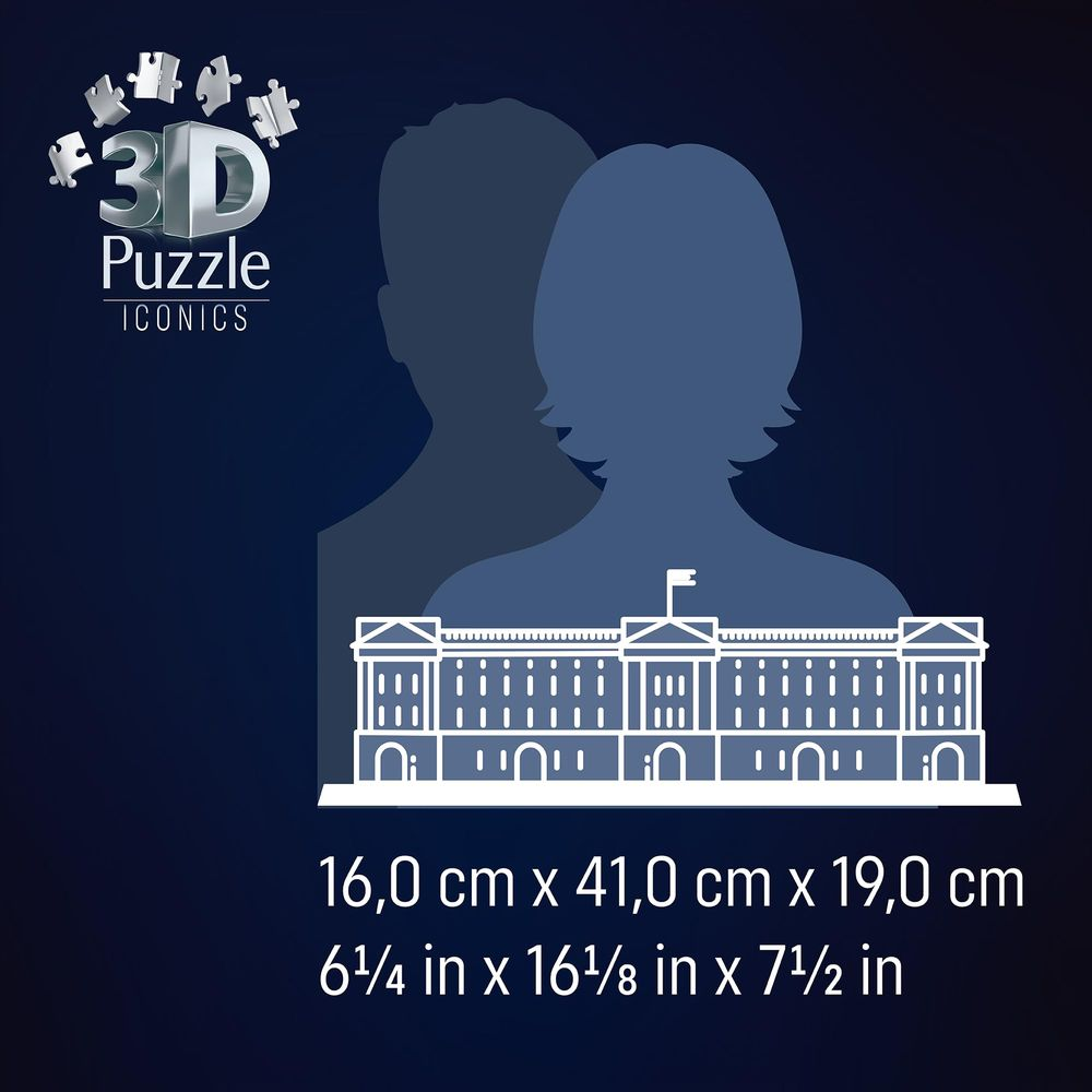 Puzzle 3D Iconics: Silhouette di palazzo, dimensioni 16x41x19cm.