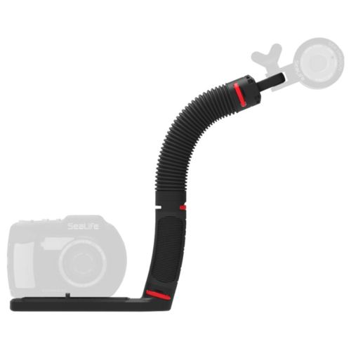 Eine schwarze SeaLife-Kamerahalterung mit flexiblem Arm und Befestigungspunkt.