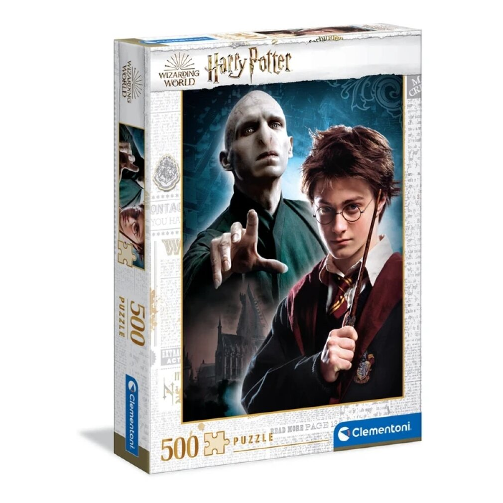 Harry Potter y Voldemort en una caja de puzzle de 500 piezas de Clementoni.