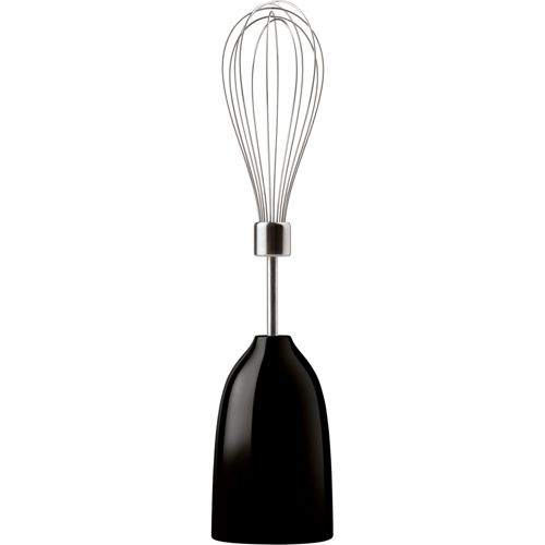 Zwarte staafmixer accessoire met zilveren garde.