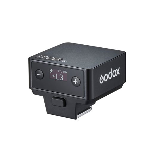 Déclencheur de flash Godox iT20S noir avec écran LCD et boutons.