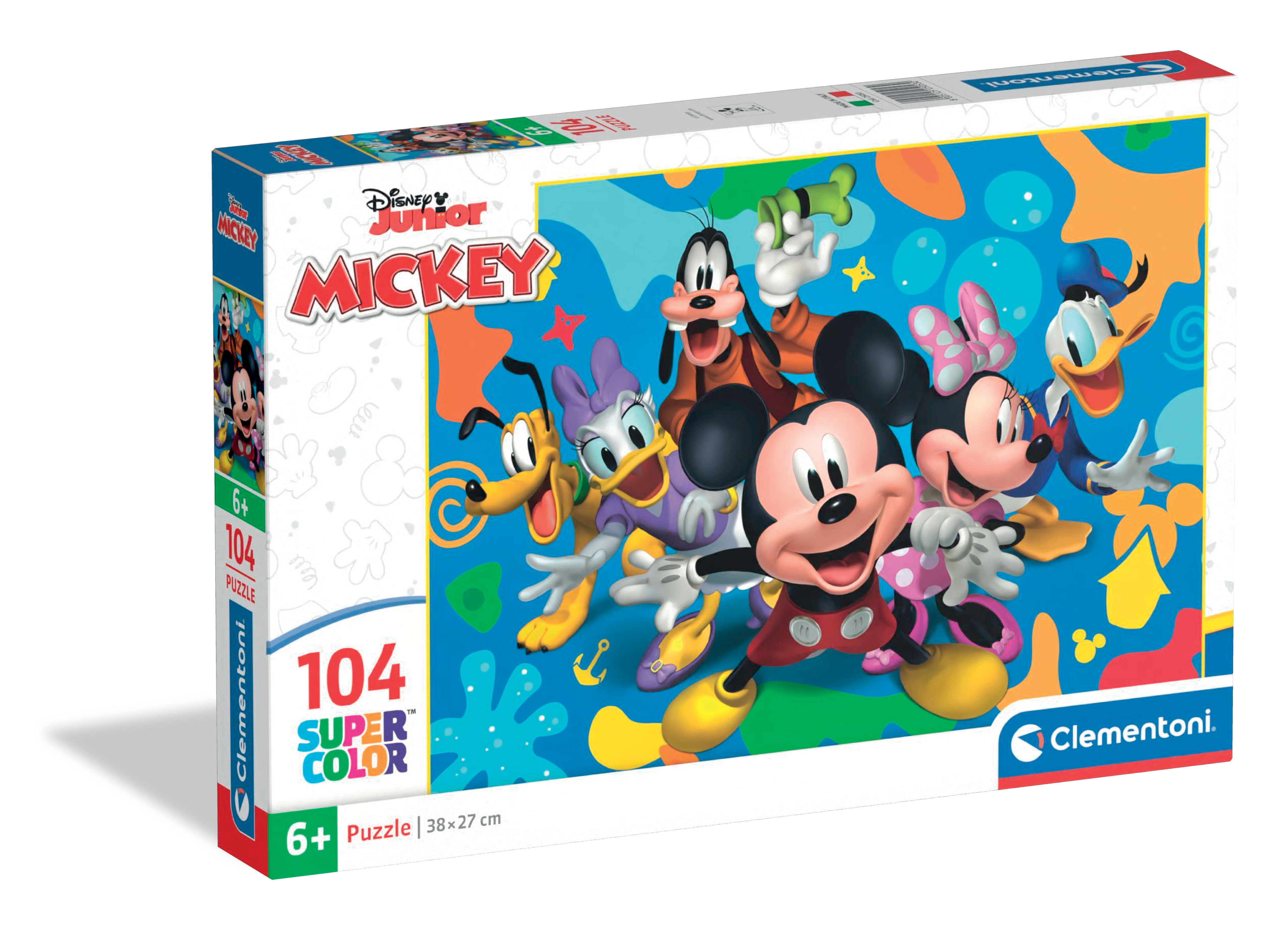 Mickey Mouse y amigos en una caja de puzzle de Clementoni.