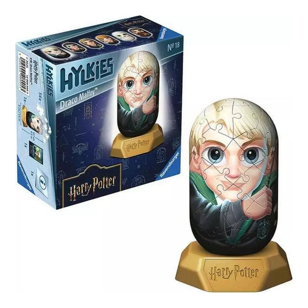 Una scatola di puzzle di Harry Potter di Draco Malfoy e il puzzle assemblato. Il puzzle mostra il viso di Draco.