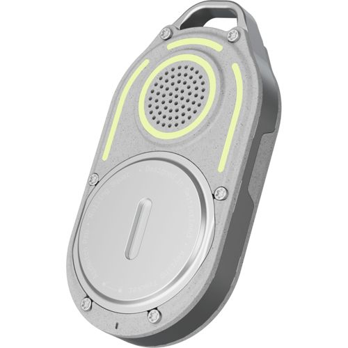 Gray tracker with yellow accents and speaker grille.