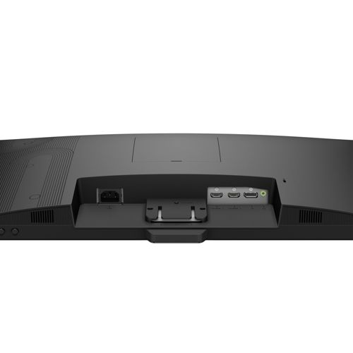 Tył czarnego monitora z portami zasilania, 2x HDMI, DisplayPort i audio.