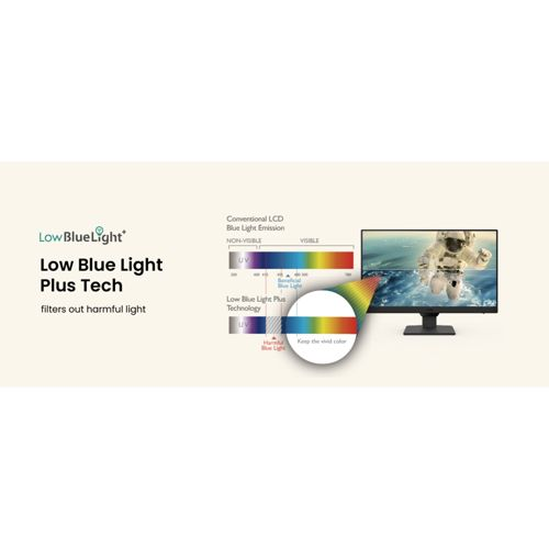 Monitor z technologią Low Blue Light Plus. Filtruje szkodliwe światło.