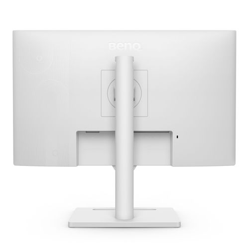 The back of a white BenQ monitor with a stand.