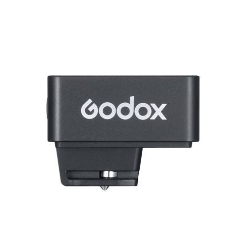 Émetteur de flash Godox noir avec logo blanc, sur fond blanc.