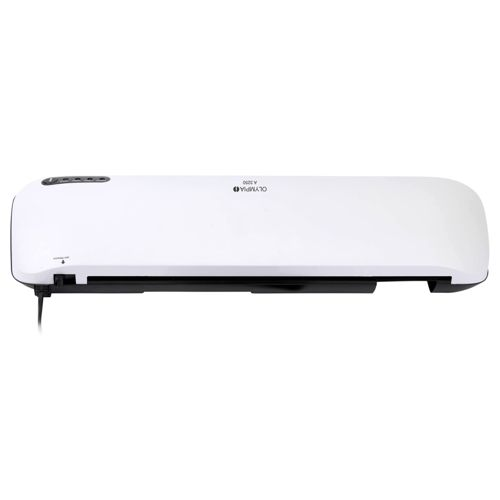 Ein weißer Olympia A 3250 Laminator mit schwarzem Sockel und Bedienelementen.