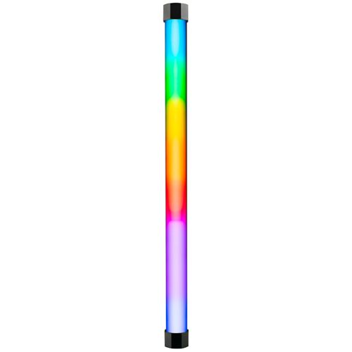 Un tube lumineux RVB vertical avec un dégradé de bleu à vert, jaune et rouge.