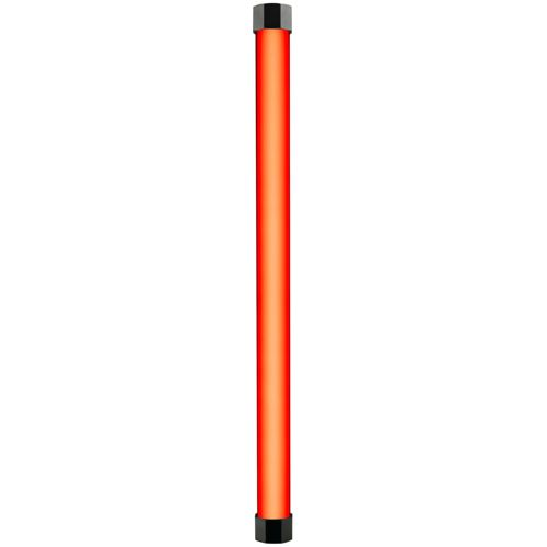 Une barre lumineuse LED rouge sur fond blanc.
