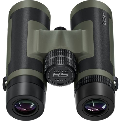 Binocolo Bushnell serie R R5 10x42 verde e nero con rotella di messa a fuoco.