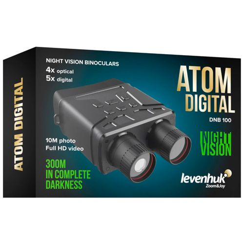 Verpackung für ATOM DIGITAL Nachtsichtfernglas, 4x optisch, 5x digital.