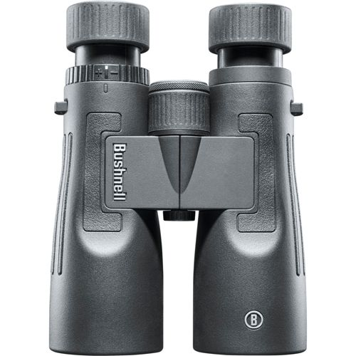 Binocolo Bushnell nero con rotella di messa a fuoco e segni di regolazione.