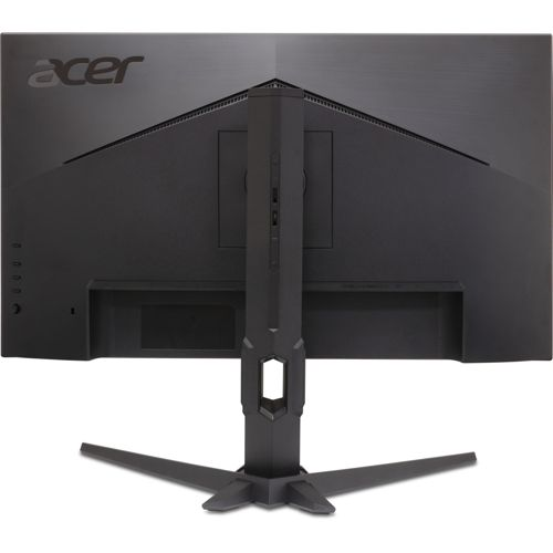 Widok z tyłu czarnego monitora Acer z trójnożnym stojakiem.