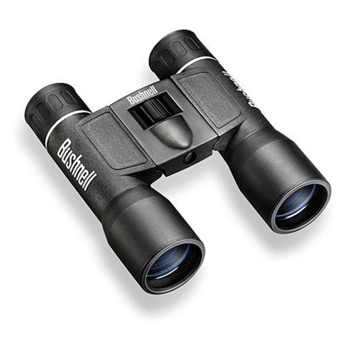 Schwarze Bushnell-Ferngläser mit Fokussierrad in der Mitte.