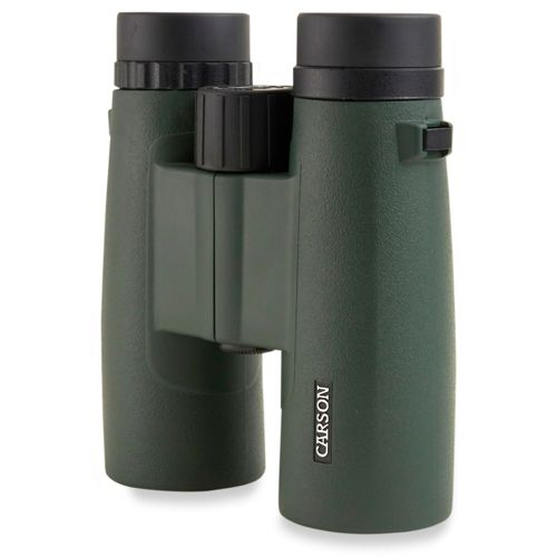Binocolo Carson verde con rotella di messa a fuoco e oculari neri.