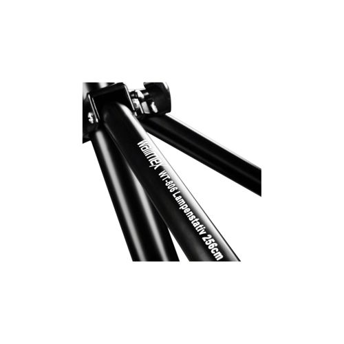 Schwarzer Lampenstativ-Arm mit der Aufschrift Walimex WT-806 256cm.