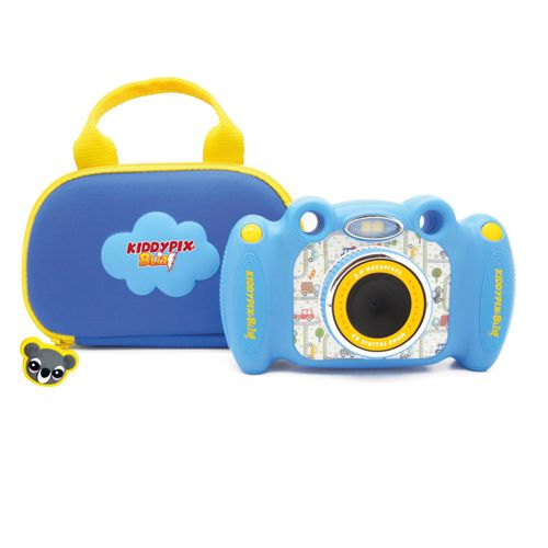 Set de cámara infantil azul con estuche y colgante de koala.