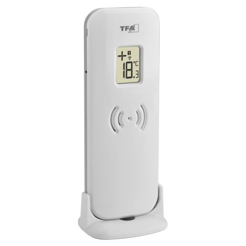 Ein weißes TFA-Thermometer mit LCD-Anzeige zeigt 18,3°C an.