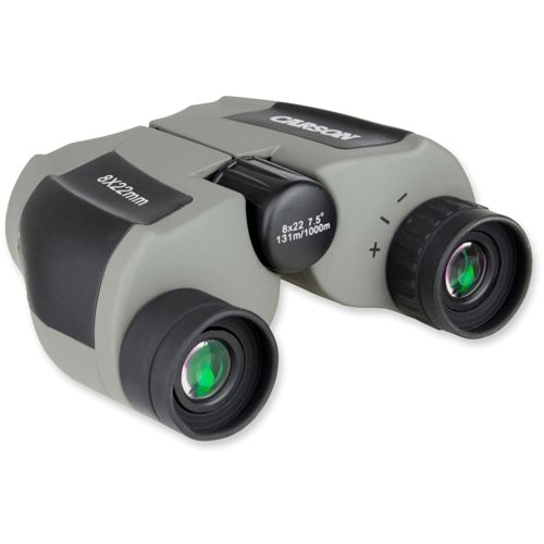 Binocolo Carson grigio e nero con ingrandimento 8x22mm e rotella di messa a fuoco.