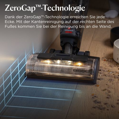 Pulitore per pavimenti con tecnologia ZeroGap™™ pulisce vicino al muro.