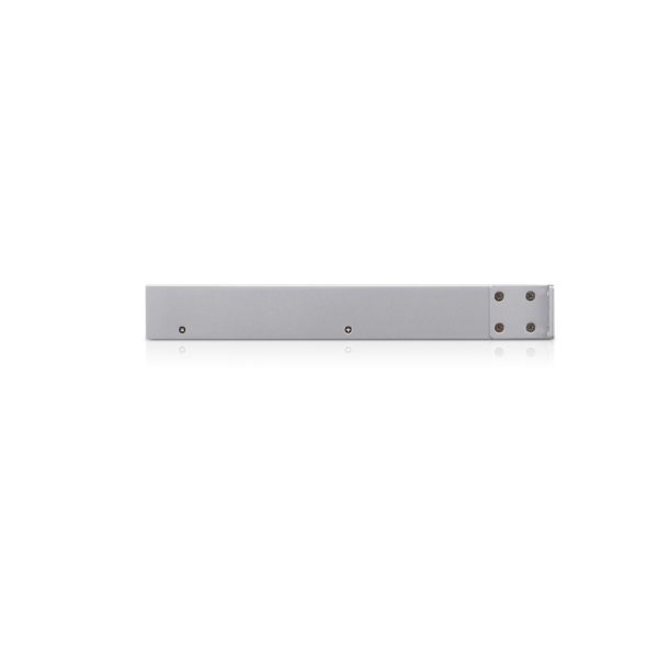Ein schmales, silbernes Elektronikgerät mit Schrauben am rechten Ende.