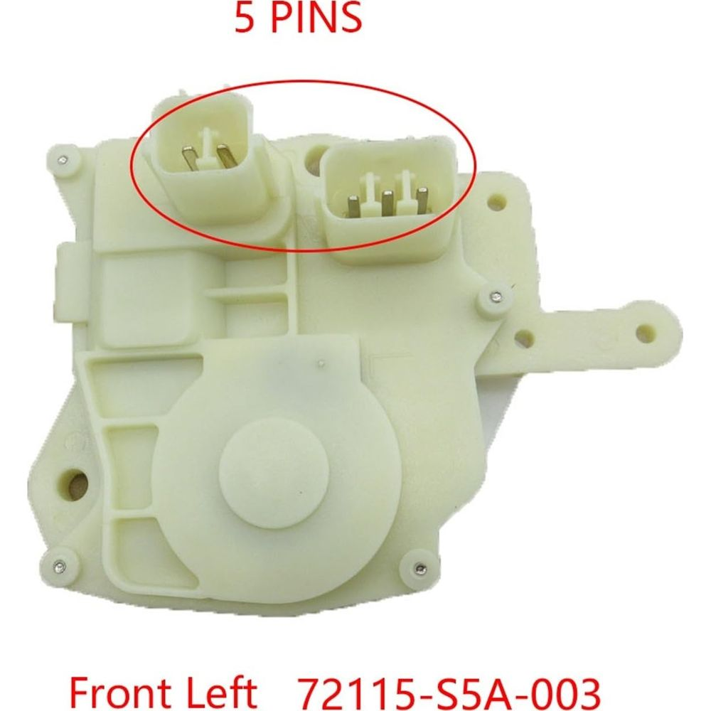 Ein weißer Autotürverriegelungsmechanismus mit 5 Pins ist auf weißem Hintergrund zu sehen.