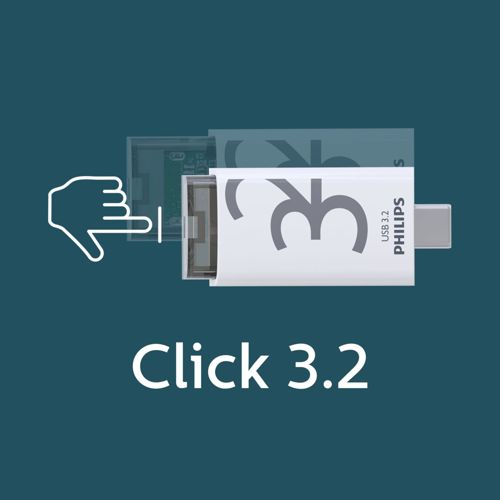 Biały pendrive z napisem '3.2 PHILIPS' i ikoną dłoni.