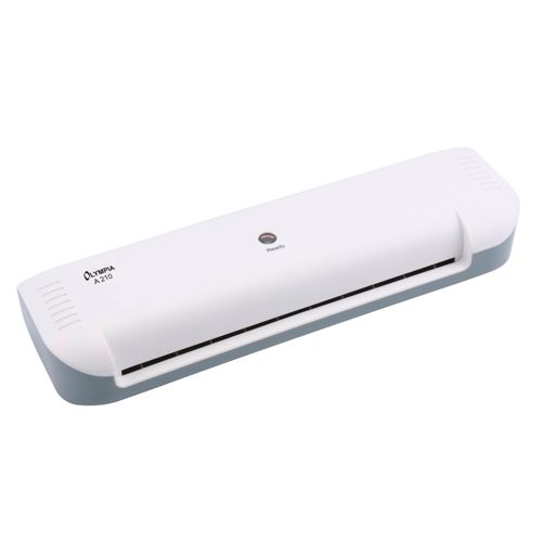 Ein weißer Olympia A210 Laminator mit grauem Gehäuse und Lüftungsschlitzen.