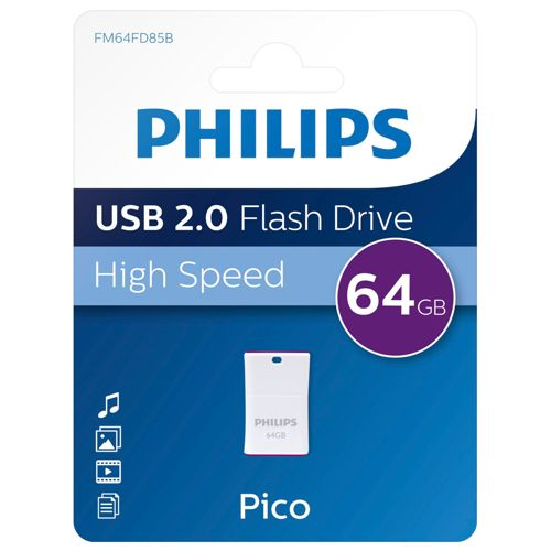 Philips USB 2.0 Flash Drive, 64GB, Pico, alta velocità.