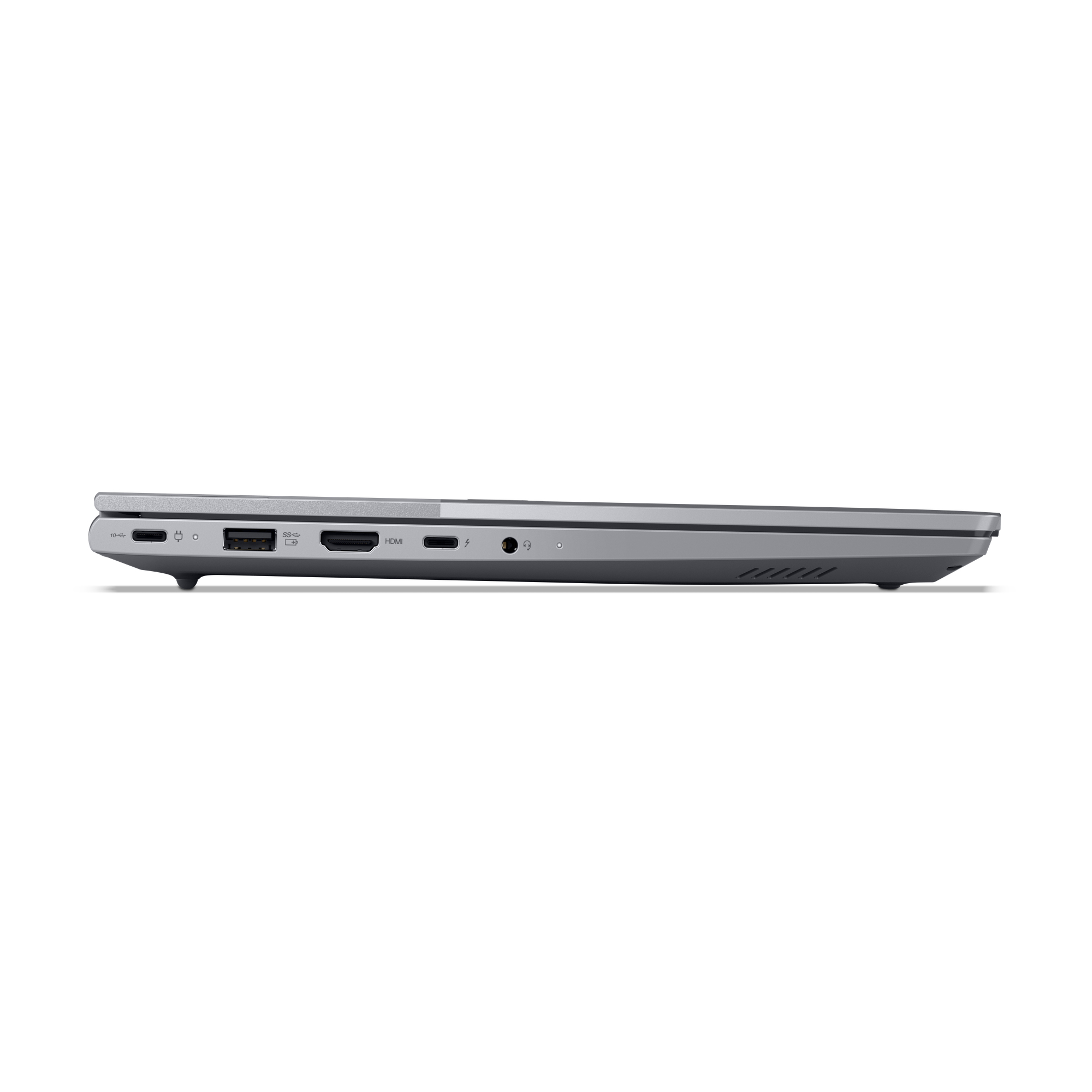 Porte grigie del laptop: USB, HDMI, jack per cuffie e USB-C.