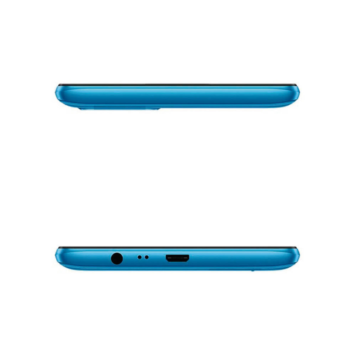 Oben und unten ein blaues Smartphone-Profil mit Anschlüssen.