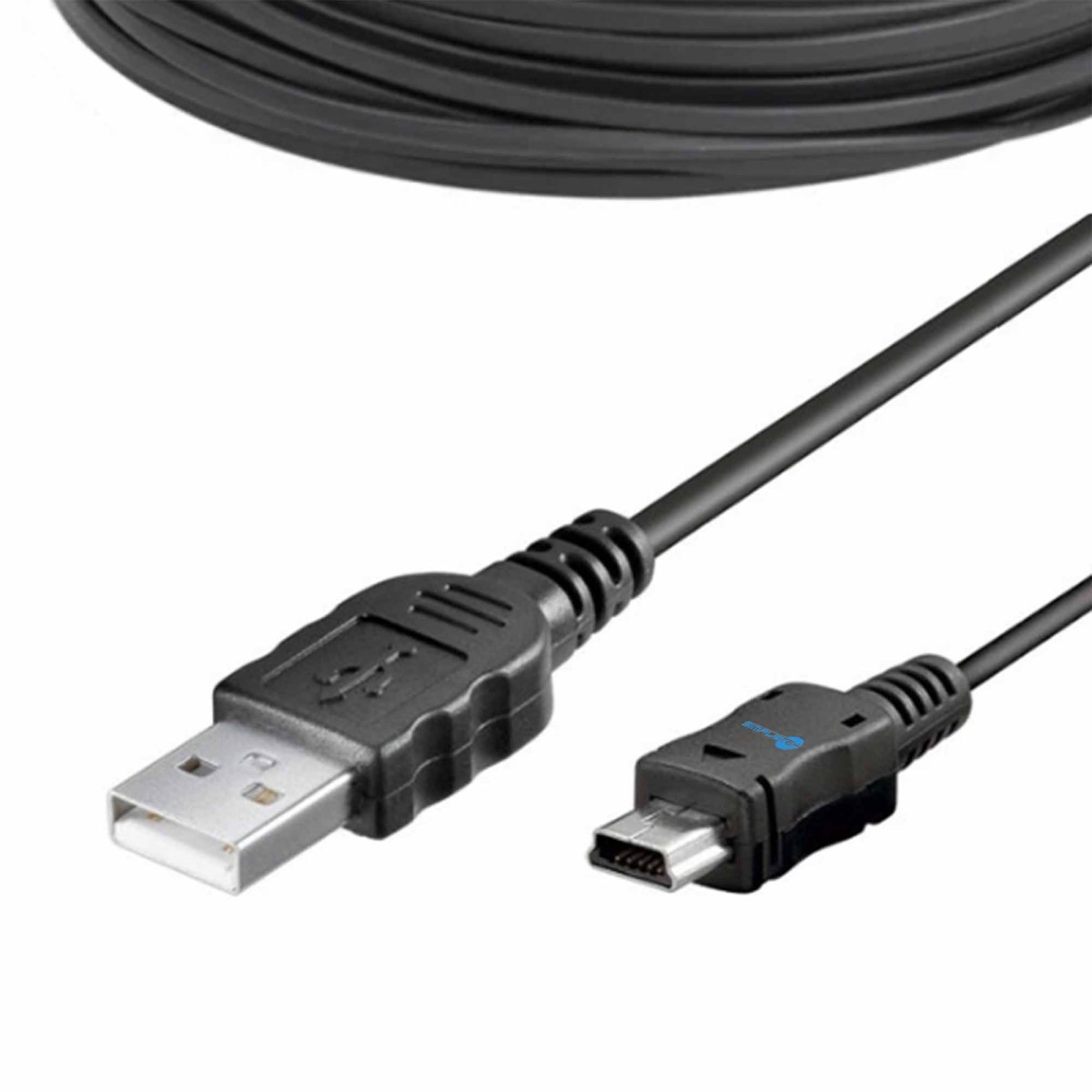 Cavo USB-A a Micro USB nero su sfondo bianco.