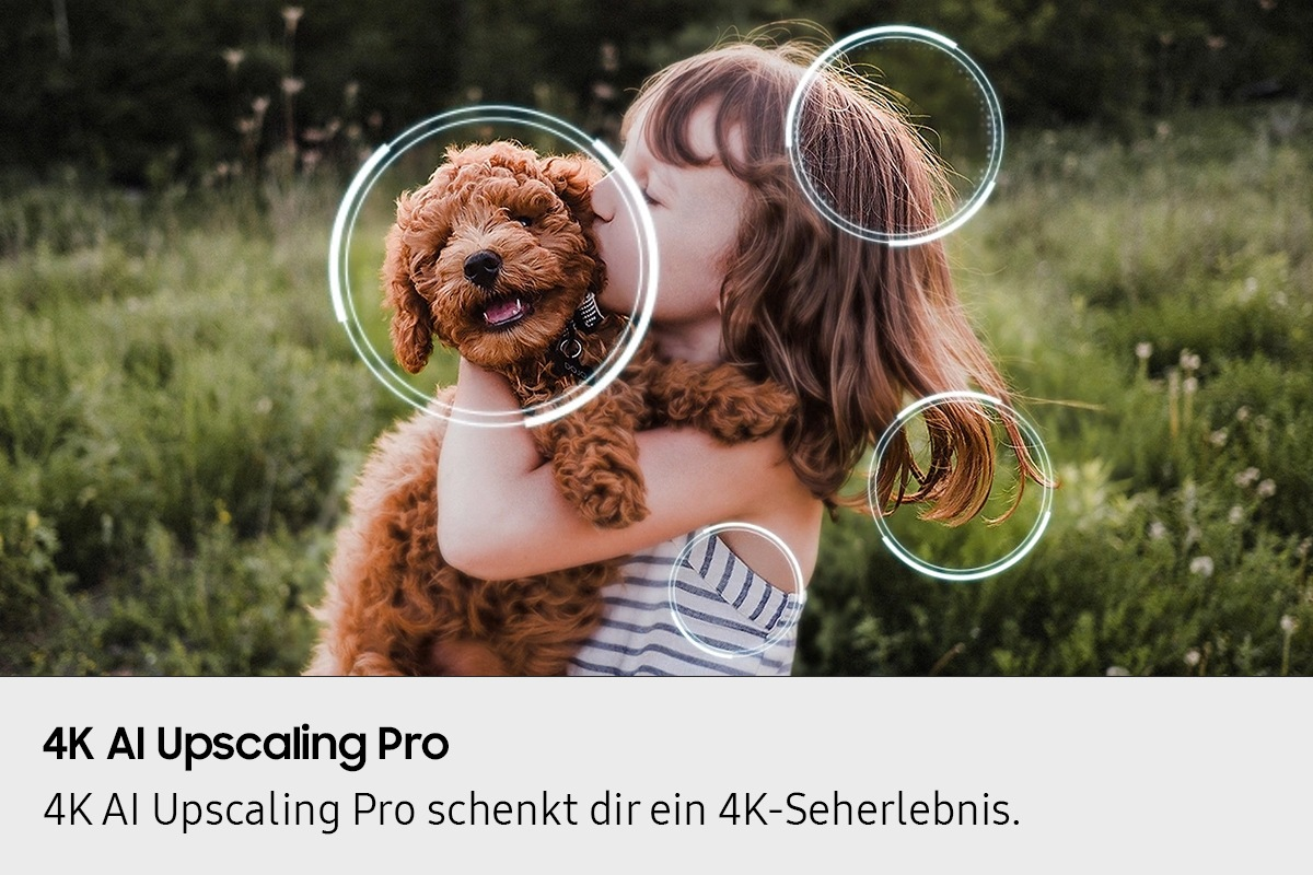 Dziewczynka przytula brązowego szczeniaka pudla na zewnątrz z kółkami wokół.