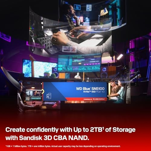 Uomo lavora ai computer; viene mostrato SSD WD Blue SN5100.