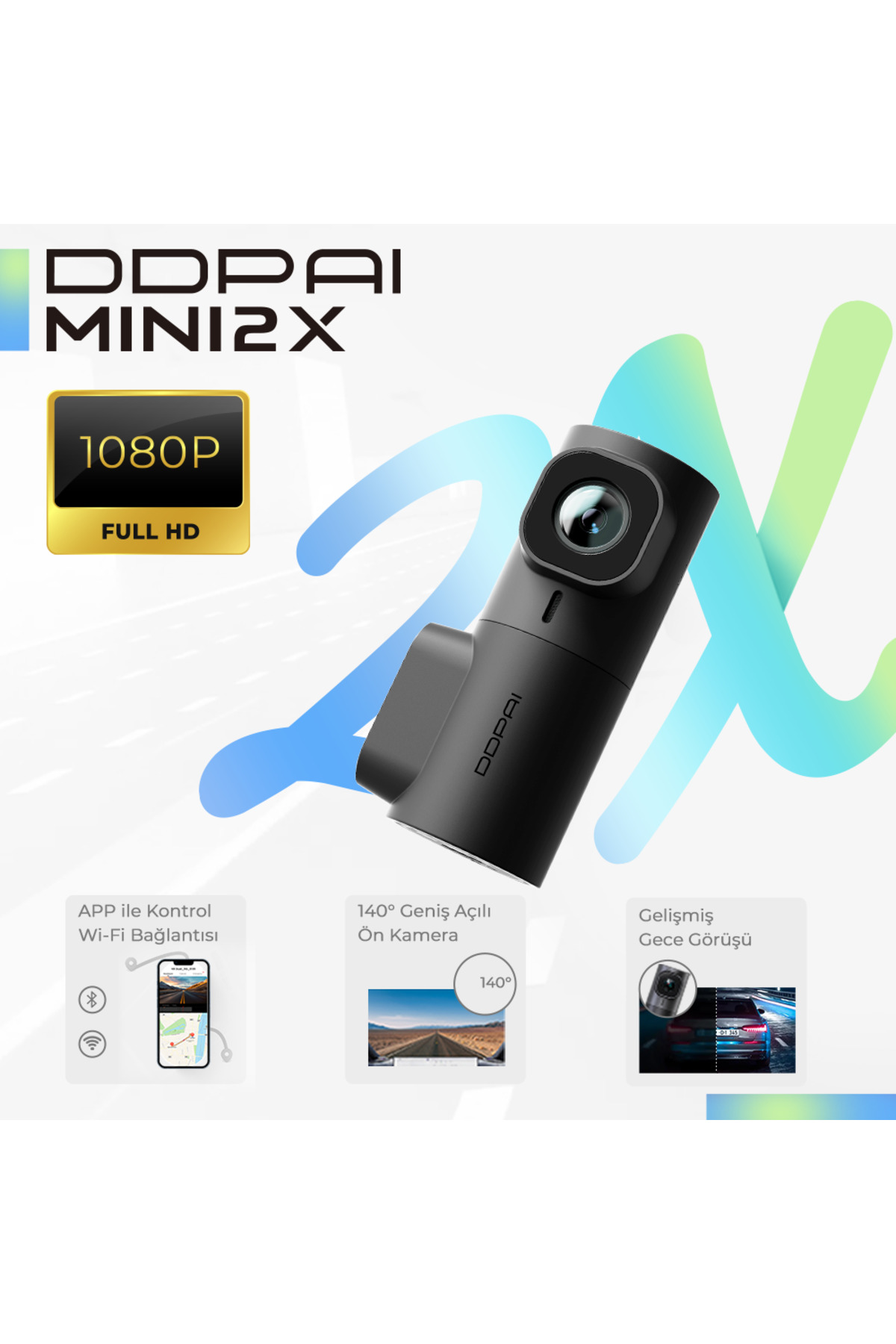 DDPAI Mini 2X Araç İçi Kamera - 2K QHD Çözünürlük - AI-ISP ile NightVIS 2.0 Araç Kamerası