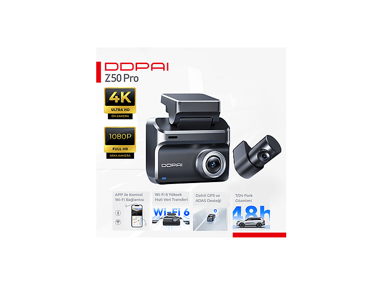 DDPAI Z50 Pro Ön Kamera 4K Kayıt WiFi GPS Araç Kamerası Fiyat